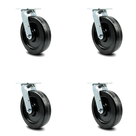 8 Inch Phenolic Wheel Swivel Caster Set With Roller Bearing